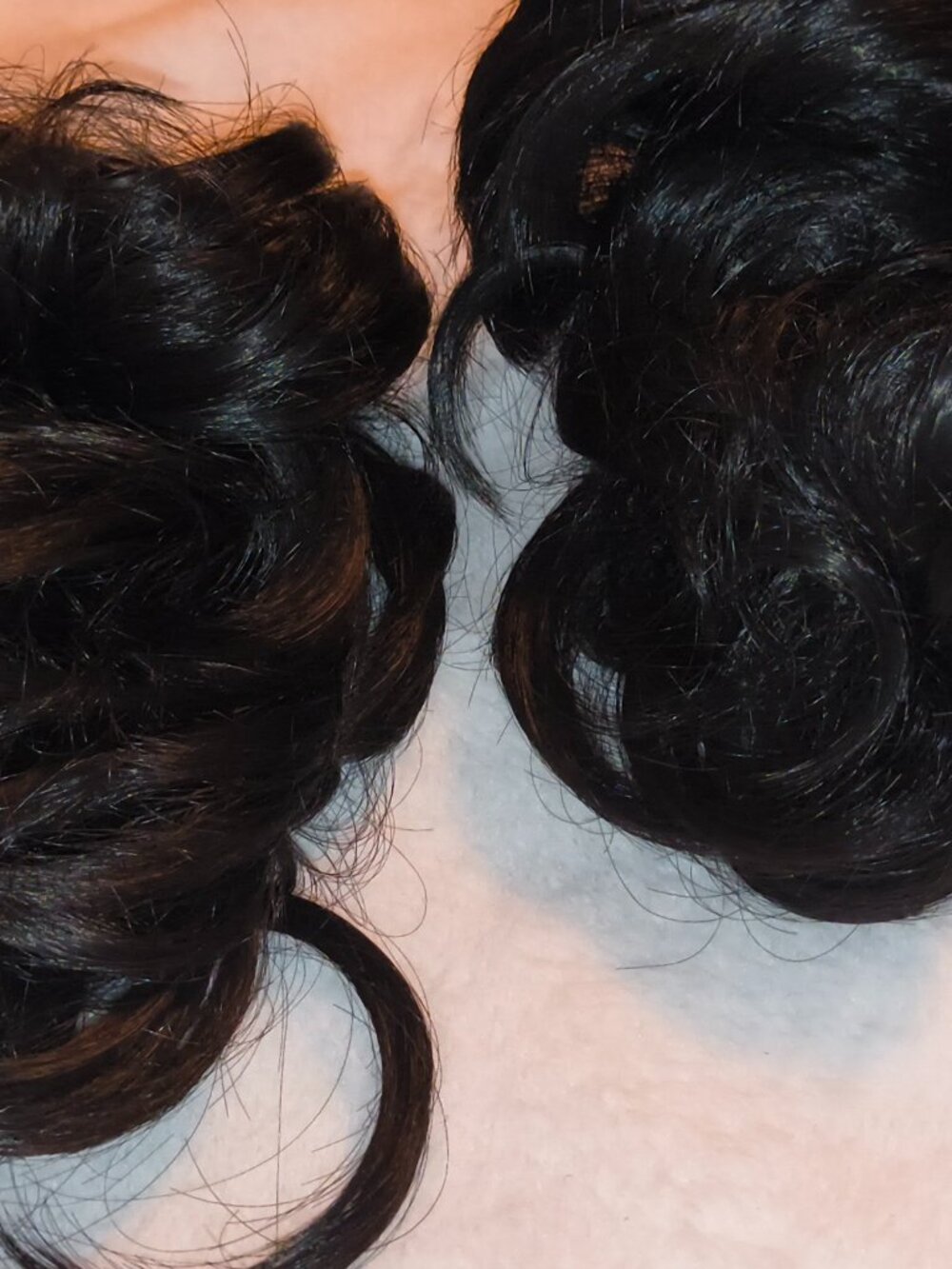 Set of 2 Black Claw Clip Human Hair Bun Extensions